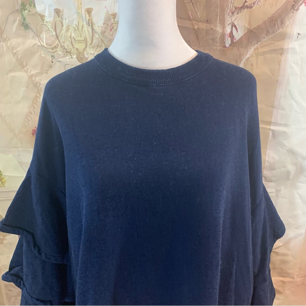 AG Goldschmied Chambray Cutout Ruffle Sweatshirt - Picture 3 of 11